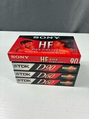 Lot Of 5 Sony/TDK Blank Audio Cassette Tapes New Sealed 90 Minutes
